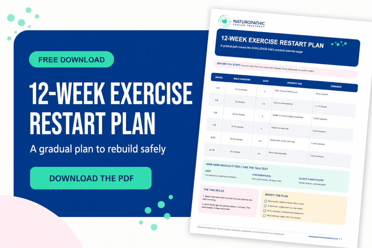 NCT 12-Week Exercise Restart Plan PDF Download Download graphic for the NCT 12-Week Exercise Restart Plan for cancer survivors